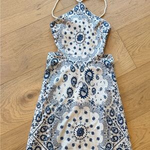 Agua Bendita Indira Atma Blue and Cream Patterned Dress Size Small